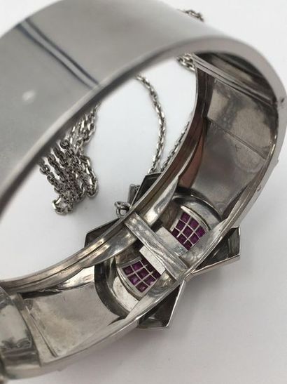 Rigid opening SHEATH BRACELET in platinum...