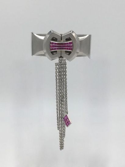 Rigid opening SHEATH BRACELET in platinum...
