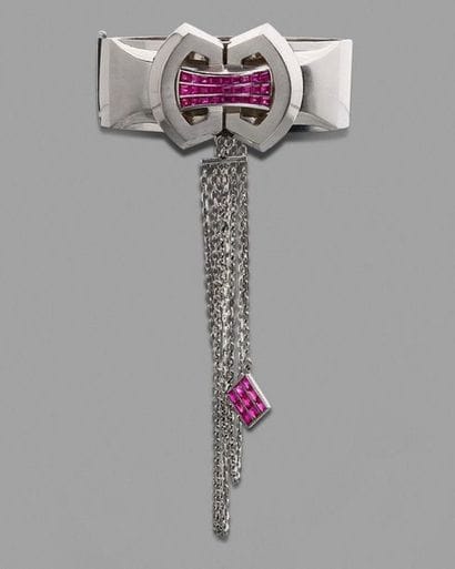 Rigid opening SHEATH BRACELET in platinum...