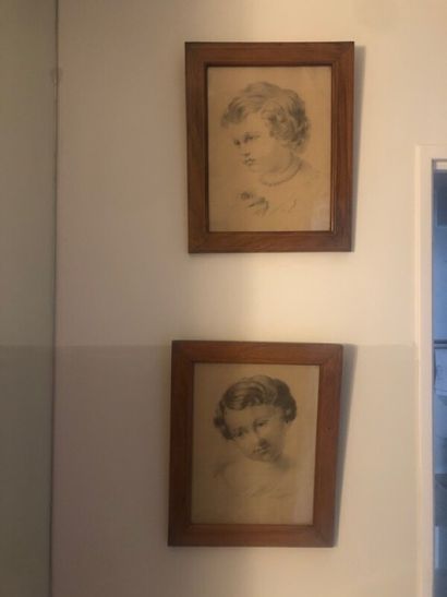Ecole XIXème siècle

Deux dessins 

Portant...