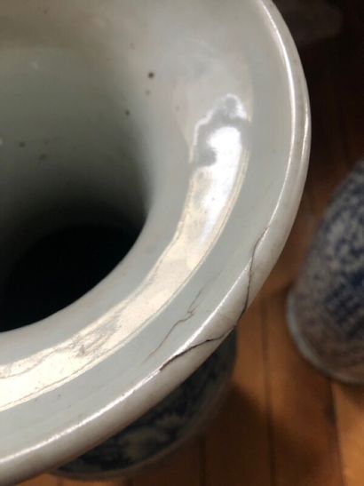 Paire de grands vases asiatiques en porcelaine...