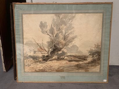 Ecole anglaise du XIXème siècle 

Feuille...