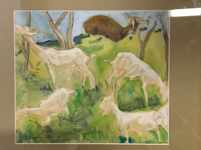 LOT de quatre oeuvres d'Yvonne BRUDO (XXe...