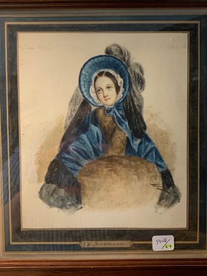 J.W. PIENEMANN (Attribué à

Femme au chapeau...