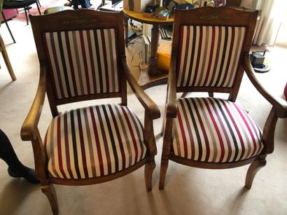 Paire de fauteuils en acajou.

Pieds sabre.

Epoque...