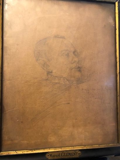 Lot de deux dessins dont portraits :

-ECOLE...