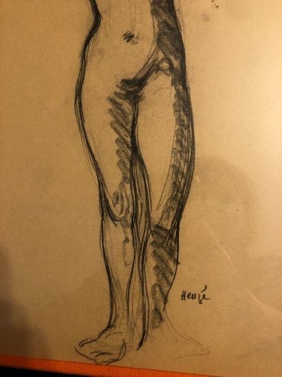 Lot de 3 dessins : 

- Edmond Amédée HEUZE...