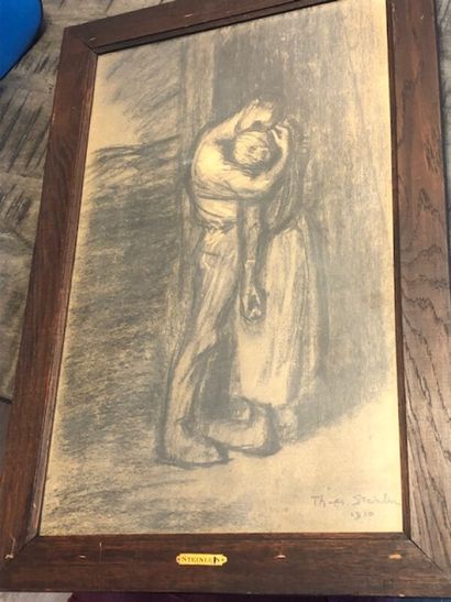 Lot de dessins et reproductions :

-Ecole...