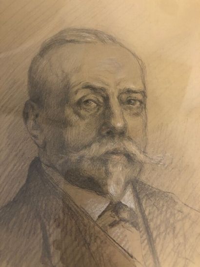 Lot de deux dessins dont portraits :

-ECOLE...
