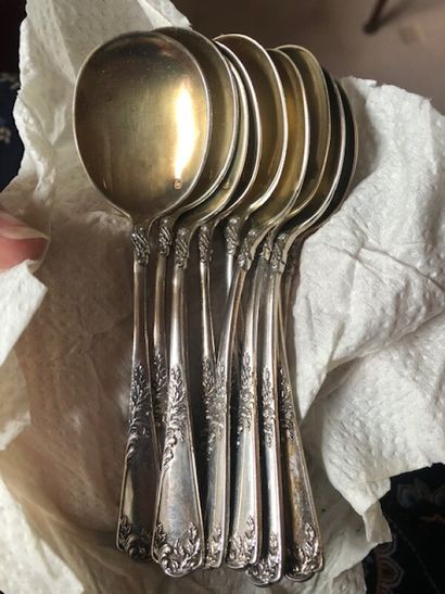 12 cuillères à glace en argent (intérieur...