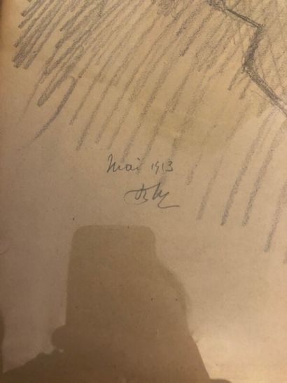 Lot de deux dessins dont portraits :

-ECOLE...