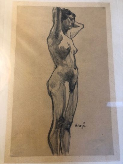 Lot de 3 dessins : 

- Edmond Amédée HEUZE...