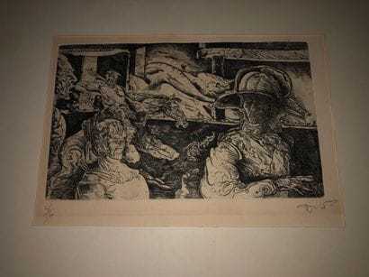 ECOLE DU XXe siècle 

Scène de guerre mythologique

Lithographie...
