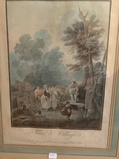 Two engravings in colors: the Wedding in...
