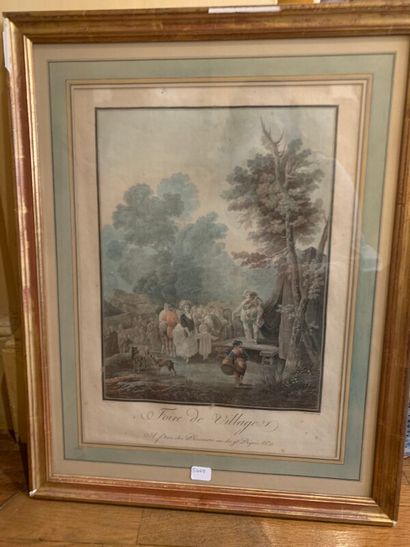 Two engravings in colors: the Wedding in...