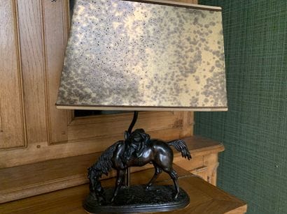 Lamp in regule with black patina 