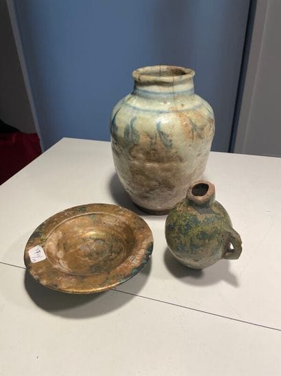 Vase in beige enamelled terra cotta with...