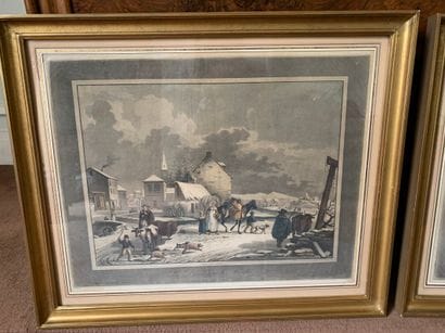 Pair of color engravings titled: 