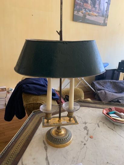 Gilded bronze lamp with two arms of lights,...