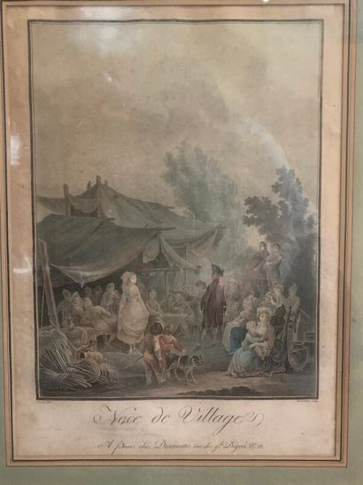 Two engravings in colors: the Wedding in...