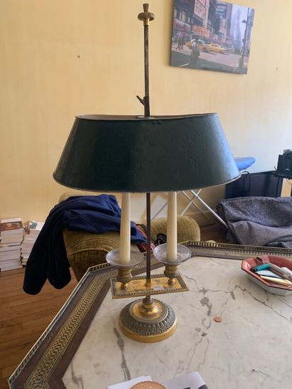 Gilded bronze lamp with two arms of lights,...