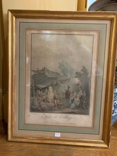 Two engravings in colors: the Wedding in...
