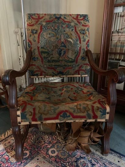 Armchair in tinted wood of Louis XIII style

upholstery...