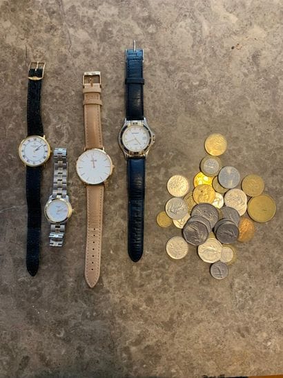 Lot of metal watches and disassembled pa...