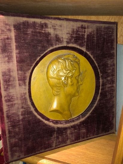 Medallion in patinated plaster representing...