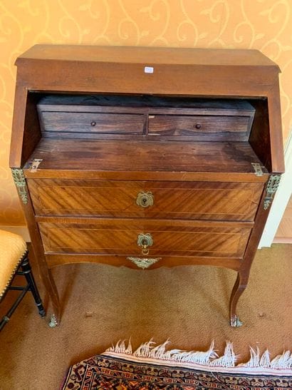 Sloping desk and chest of three drawers
