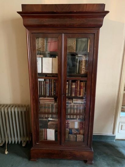 Mahogany bookcase, opening with two glass...