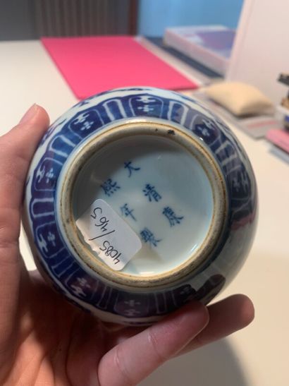 CHINE - Petit pot à gingembre à décor blanc...