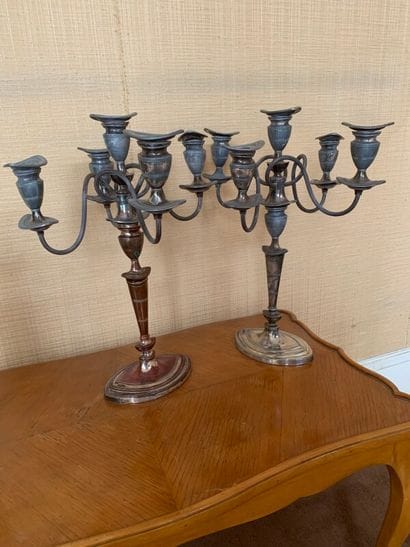 Pair of silver plated metal torches

Height...