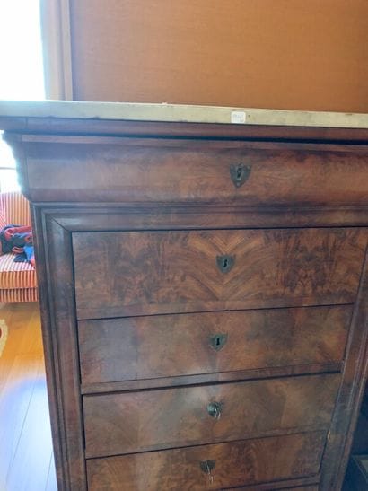 Mahogany veneered weekly cabinet with marble...