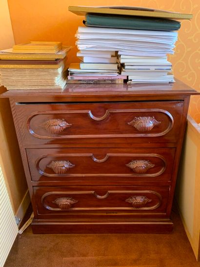 Sloping desk and chest of three drawers