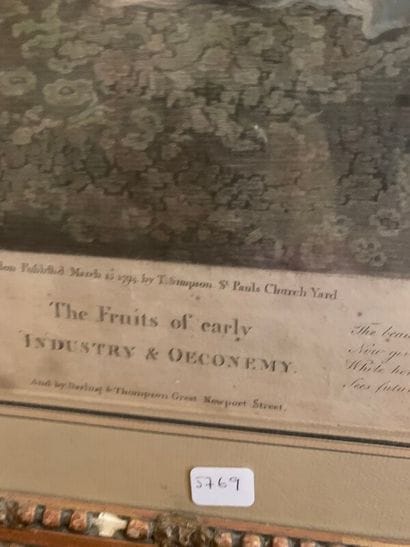 Two engravings in colors: the Wedding in...