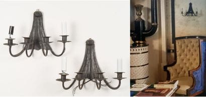 Paire d'appliques en tôle à 4 bras de lumières....