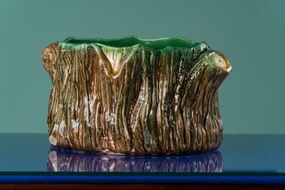 Cache-pot en céramique simulant un tronc...