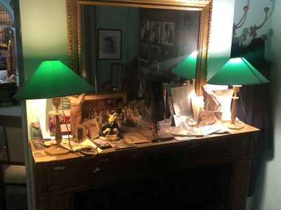 Paire de lampes en laiton doré. 
Hauteur...