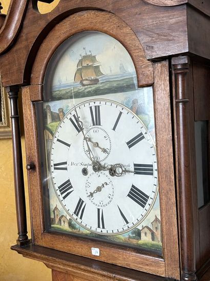 HORLOGE de parquet en bois naturel,, le cadran...