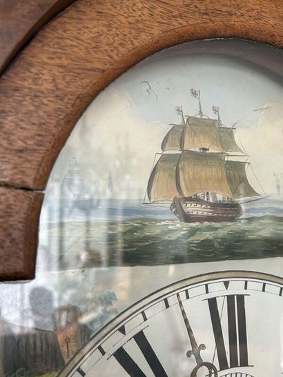 HORLOGE de parquet en bois naturel,, le cadran...
