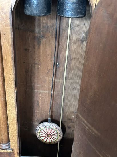 HORLOGE de parquet en bois naturel,, le cadran...