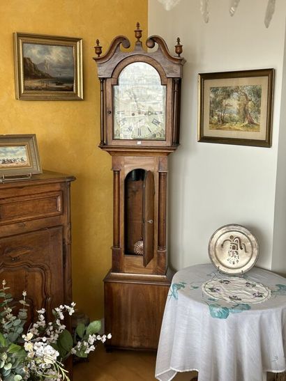 HORLOGE de parquet en bois naturel,, le cadran...