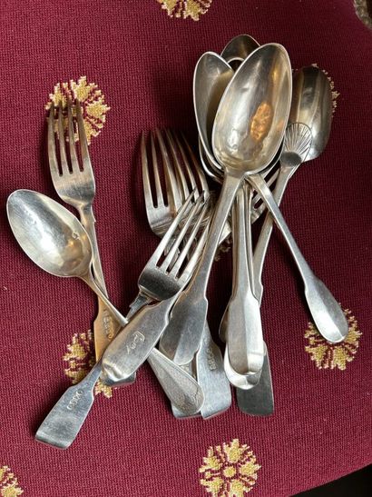 Lot de 6 fourchettes (469gr), 6 cuillères...