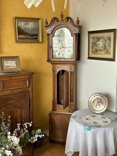 HORLOGE de parquet en bois naturel,, le cadran...