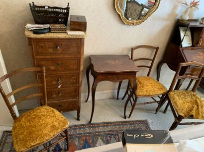 Chiffonier in veneered wood and rose marquetry...