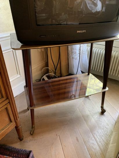 Set comprising a 50's TV stand with brace...