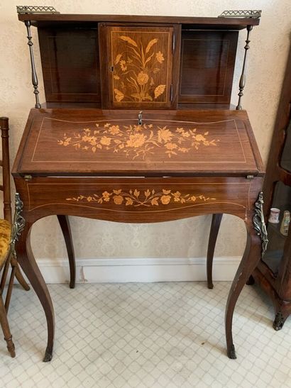 Small Louis XV-style stepped sloping desk...