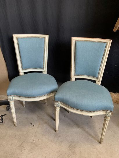Pair of painted molded and carved wood CHAIRS,...