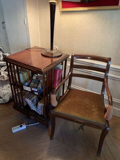 Lot comprising a mahogany revolving bookcase...